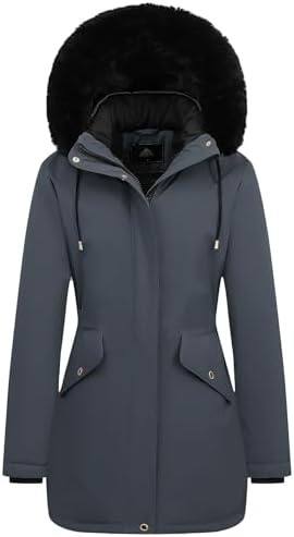 1 Madison Ladies' Water Resistant Long Parka with Faux Fur Hood (M